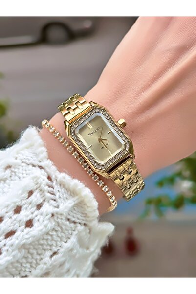 Ferrucci Steel Cord Square Case with Stone Motif Women's Wristwatch 3 Atm Wat...