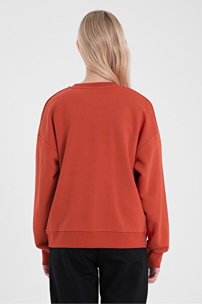 VENA Women's Rhona Red Crew Neck Regular Fit 3 Thread Sweatshirt