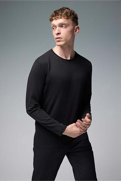 VENA Ανδρικό μακρυμάνικο μπλουζάκι Nick Black Crew Neck Slim Fit
