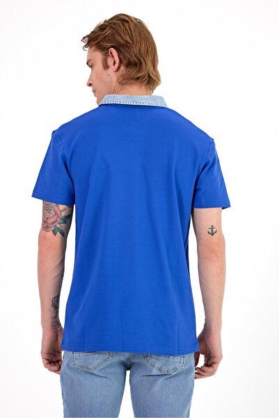 VENA Ανδρικό μπλουζάκι Marco Sapphire Regular Fit Jean Collar με λεπτομέρεια Pique