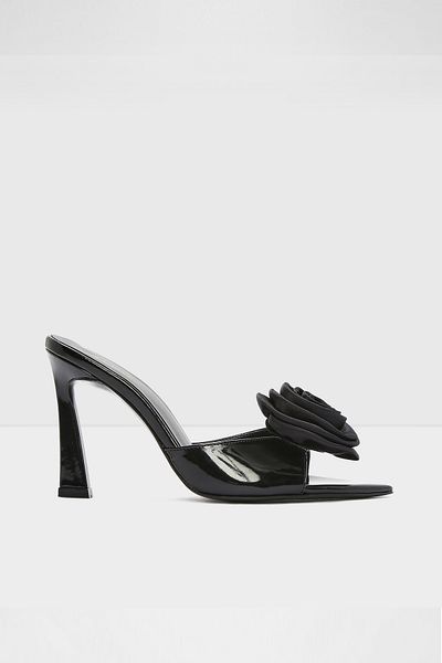 Aldo Roslyn-Tr - Black Faux Leather Women's Heeled Slippers