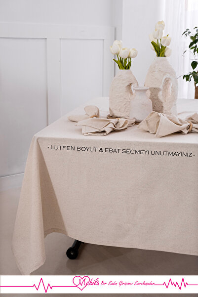 Mahila مفرش طاولة من الكتان الخام بنسبة 100%، مفرش طاولة من القطن، مفرش طاولة...