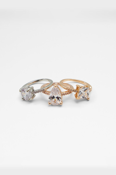 Aldo ALABRIDAR - Gümüş & Gold & Rose Renkli 3'lü Kadın Yüzük Seti
