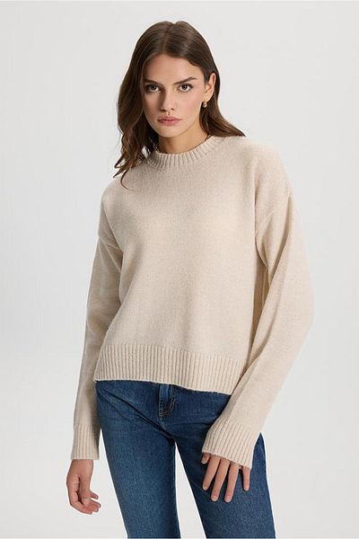 VENA Women's Anita Bone Crew Neck Knitwear Sweater