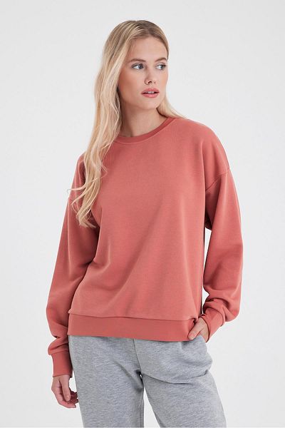 VENA Γυναικείο Rhona Dusty Rose Crew Neck Regular Fit 3 νήματα φούτερ