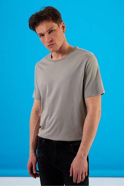 VENA Danny Gray Men's Cotton Crew Neck T-Shirt