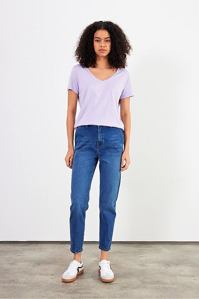 VENA Tricou modal cu decolteu în V Boyfriend pentru femei (Lyocell)
