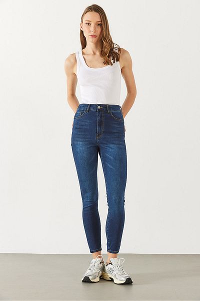 VENA Pantaloni skinny Holly Natural Dark cu talie înaltă (TENCEL)(TM) - NATURAL DARK