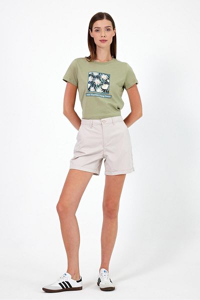 VENA High Waist Helen Stone Color Gabardine Bermuda Women's Shorts