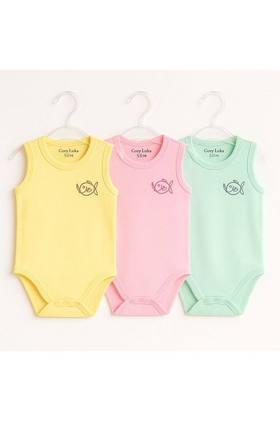 CEMRE BEBE 3 Pieces Monthly and Year Old Cotton Snap-On Bodysuit for Girls and Boys Baby Snap-On Bodysuit