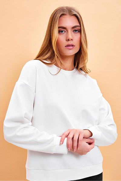VENA Γυναικείο βαμβακερό φούτερ Rhona Ivory Crew Neck