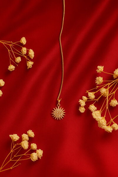 STARANDPOWER Beyaz Taşlı Güneş Kadın Kolye Sevgiliye Hediye Zarif Minimal Takı