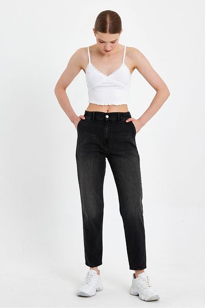 VENA Norah Μαύρο Τζιν Παντελόνι με Ελαστική Μέση(TENCEL)(TM) - ΜΑΥΡΟ