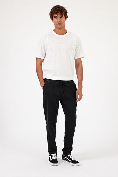 VENA David Black Slim Fit Jean Παντελόνι με ελαστική μέση - ΜΑΥΡΟ