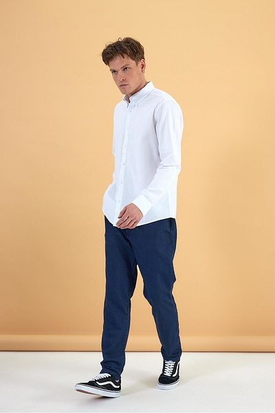 VENA Ανδρικό πουκάμισο Steven White Regular Fit Oxford - 5y245109-022
