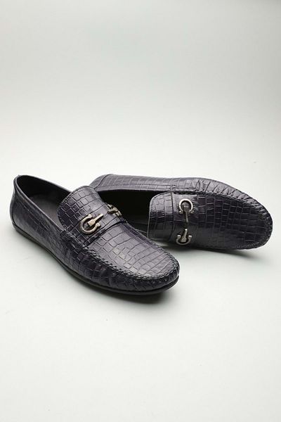 Gondol Loafer clasic din piele naturală pentru bărbați Bleumarin Croco 42 Ttx.601109
