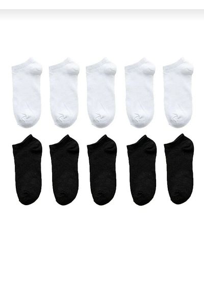 Moda Mirmoon 10 Συσκευασία Unisex βαμβακερές κάλτσες μέχρι τον αστράγαλο (5 ΜΑΥΡΕΣ 5 ΛΕΥΚΕΣ)