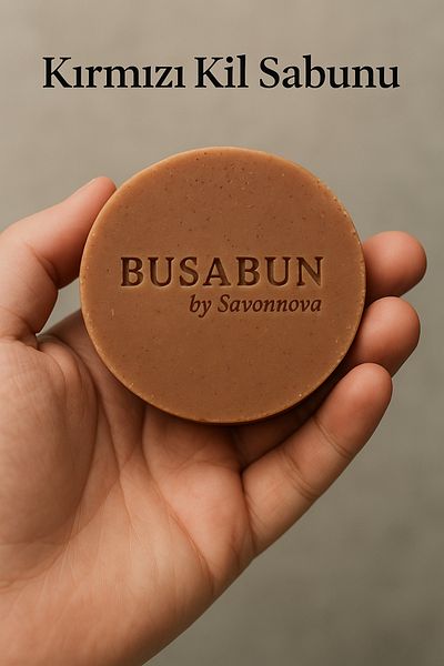 BUSABUN صابون الطين الأحمر صابون طبيعي للعناية بالبشرة بدون إضافات 100 جرام