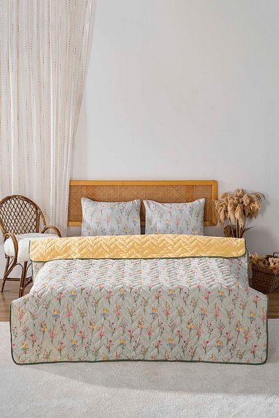 Rivaİstanbul Bougainvillea Quilted Double Cotton Pique & Bedspread