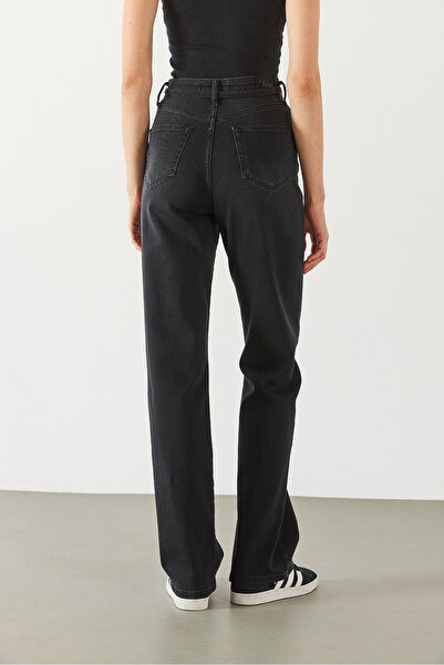 VENA Wanda Belt Detailed Black Wide Leg Jean Trousers - Black