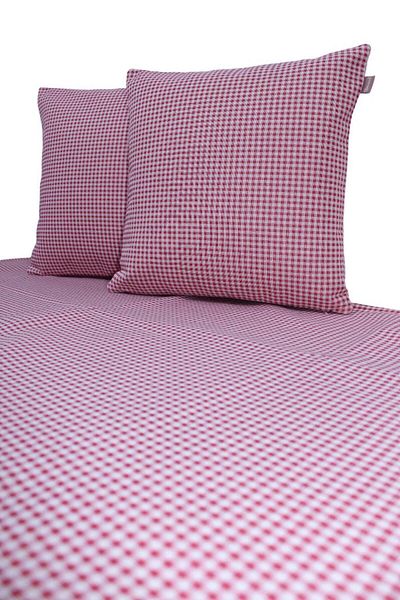 Believe Red Gingham Jacquard Woven Tapestry Table Cloth and Throw Pillow Case 3 Piece Picnic Set