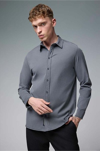 VENA Ανδρικό πουκάμισο Anthracite Regular Fit (Lyocell)