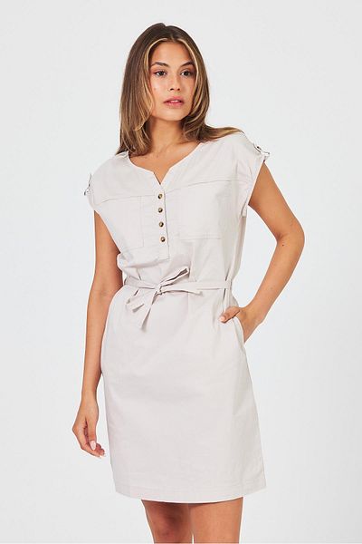 VENA Riva Stoned Women's Gabardine Dress - Buttoned, Regular Fit