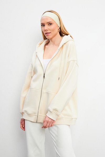 VENA Дамски суитшърт с качулка и цип Sallina Bone Oversize