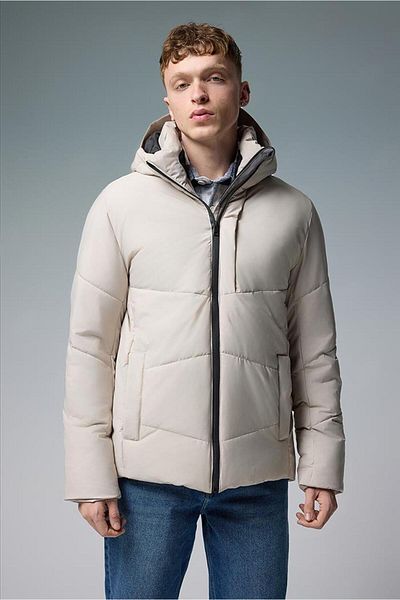 VENA Men's Andre Beige Hooded Technical Coat