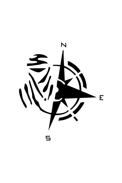 Reysa Tasarım ملصق بوصلة داكار مقاس 17x17 سم باللون الأسود