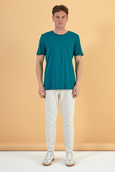 VENA Men's Crew Neck Pocket Detailed Basic Simon Forest T-Shirt