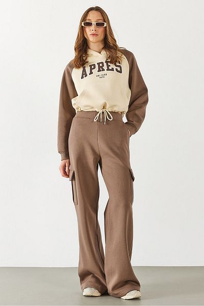 VENA Γυναικείο παντελόνι Cargo Pocket Straight Leg Jogging - MINK