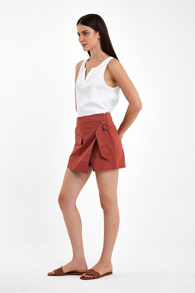 VENA Γυναικεία σορτς Gabardine Sienna Terracotta Slim Fit