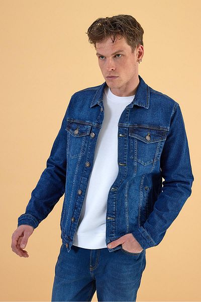 VENA Ανδρικό τζιν μπουφάν Antonio Dark Blue Slim Fit