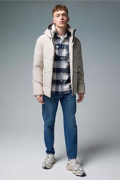 VENA Men's Andre Beige Hooded Technical Coat