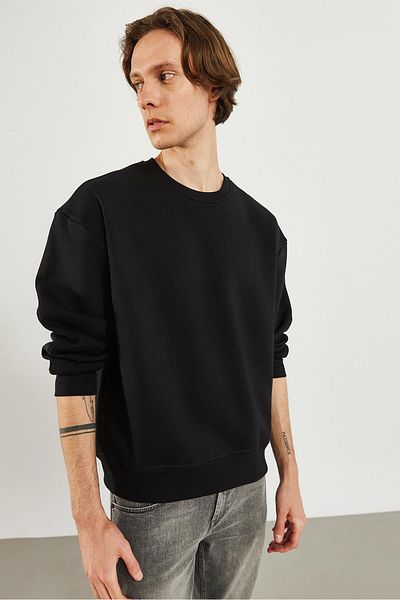 VENA Мъжки суитшърт Clark Black Zero Collar Oversize