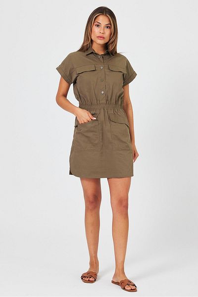 VENA Γυναικείο φόρεμα αλεξίπτωτου Loren Khaki Cargo Pocket