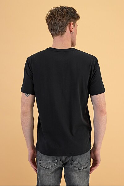 VENA Μαύρο ανδρικό μπλουζάκι - Regular Fit, Crew Neck