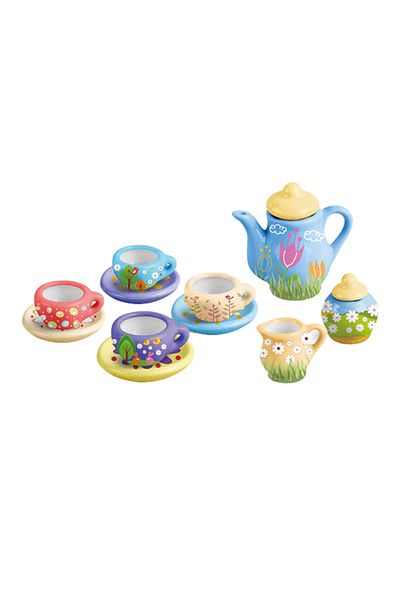 BabyCara 17-Pieces Painted Art Ceramic Tea Set Multicolour