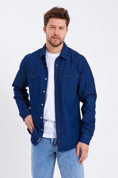 VENA Austin Dark Blue Slim Fit Jean πουκάμισο - ΣΚΟΥΡΟ ΜΠΛΕ