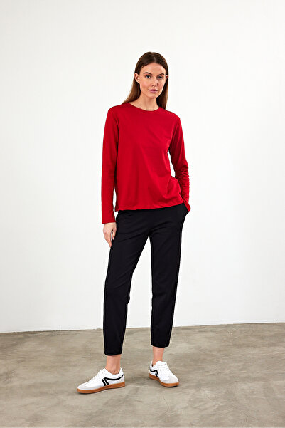 VENA Gloria Crew Neck Regular Fit Basic T-Shirt - Red