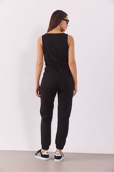 VENA Veronica V-Neck Sleeveless Jumpsuit - Black
