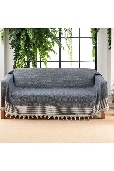 She&Co Sofa / Sofa Bed / Bed Cover 100% Cotton 170X210 – Summer, Stain Protector, Stylish Look-Anthracite