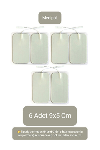 MediPal 6 Adet 9x5 Cm Universal Büyük Boy Kablolu Tens Pedi - Tens Elektrot P...