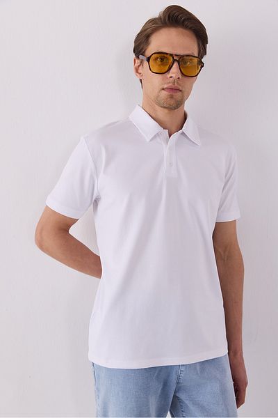 VENA Regular Fit Polo Neck T-Shirt - White