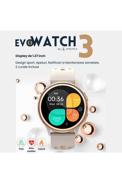 Evolve-x EvoWatch3 Smartwatch for Women, Bluetooth Calls and Notifications, Fitness Activity, Heart