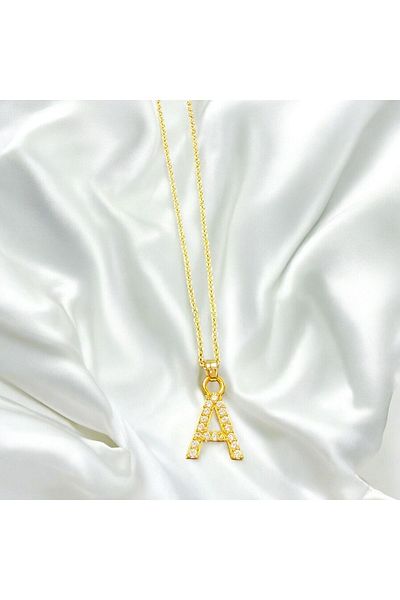 Store Zircon Stone a Letter Steel Necklace