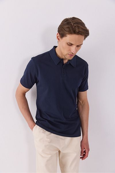 VENA Μπλουζάκι Polo Collar Regular Fit - ΣΚΟΥΡΟ ΜΠΛΕ