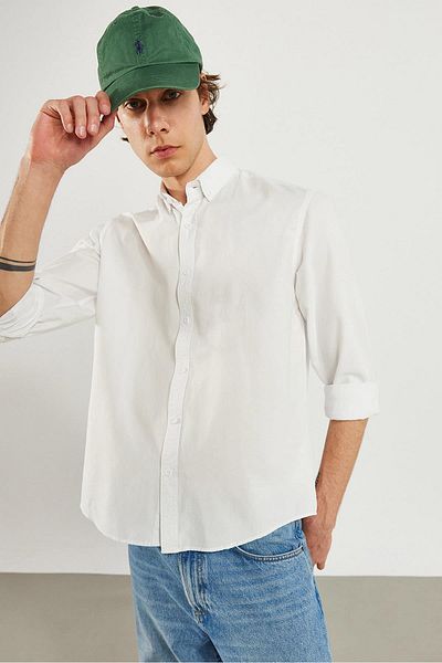 VENA Men's Steven White Regular Fit Oxford Shirt