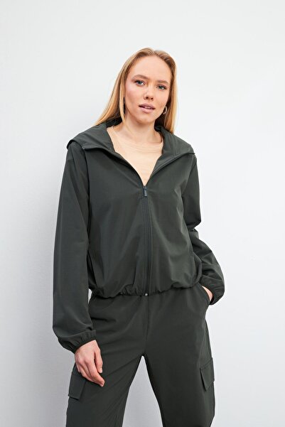 VENA Kadın Mary Haki Kapüşonlu Paraşüt Ceket